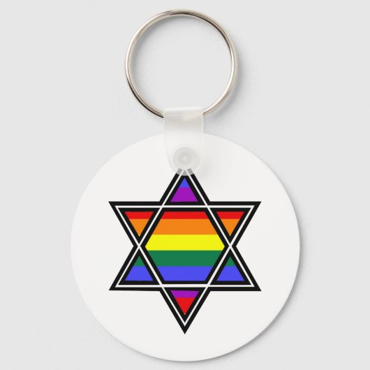 Anpassbarer Gay Pride Rainbow Star von David Schlüsselanhänger (Vorderseite)