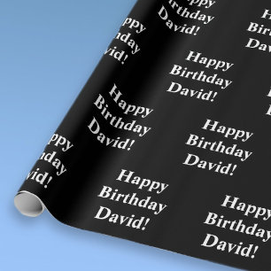 Anpassbarer Geburtstagstext   Schwarz & Weiß Geschenkpapier