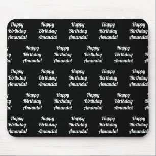 Anpassbarer Geburtstagstext Schwarz & Weiß Mousepad