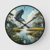 Anpassbarer Gelbkronenheron in 8 Stilen Runde Wanduhr (Vorderseite)