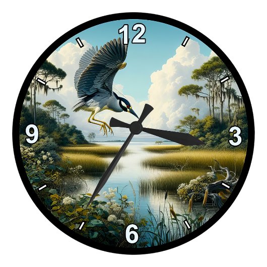 Anpassbarer Gelbkronenheron in 8 Stilen Runde Wanduhr