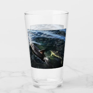 Anpassbarer Gemeiner Delfin Mutter und Baby Glas
