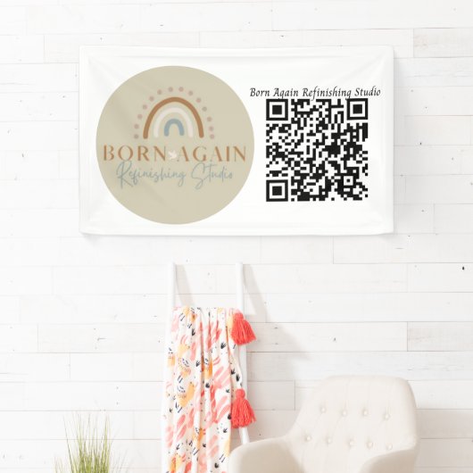Anpassbarer Geschäftsname und QR-Code Banner (Insitu)