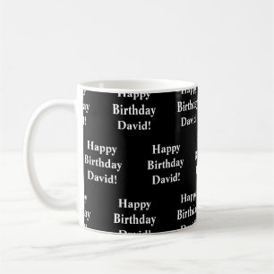 Anpassbarer glücklicher Geburtstagstext Schwarz/ Kaffeetasse