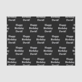 Anpassbarer glücklicher Geburtstagstext | Schwarz/ Seidenpapier