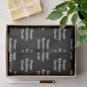 Anpassbarer glücklicher Geburtstagstext | Schwarz/ Seidenpapier (Geschenk)