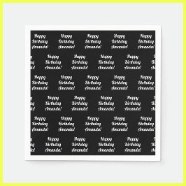 Anpassbarer glücklicher Geburtstagstext | Schwarz/ Serviette