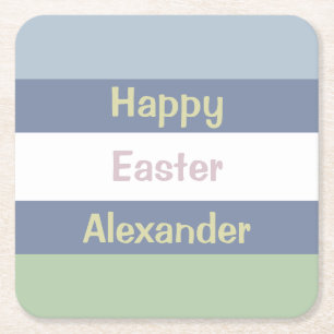 Anpassbarer glücklicher Ostertext Rechteckiger Pappuntersetzer