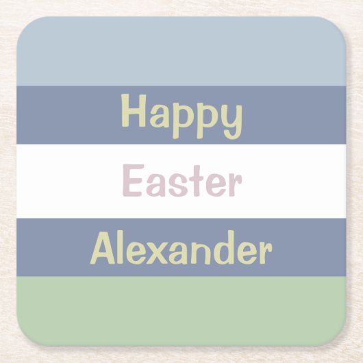 Anpassbarer glücklicher Ostertext Rechteckiger Pappuntersetzer (Vorderseite)