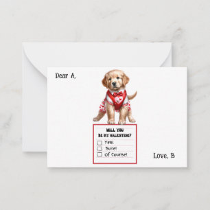 Anpassbarer Golden Retriever Welpe Valentinstag  Mitteilungskarte