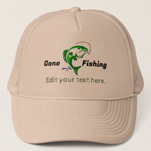 Anpassbarer Gone Fishing Trucker Hat Truckerkappe (Vorderseite)