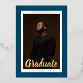Anpassbarer "Graduate"-Foto-Abschluss Gold Folieneinladung (Vorderseite)