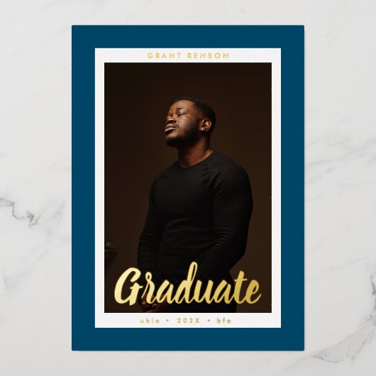 Anpassbarer "Graduate"-Foto-Abschluss Gold Folieneinladung (Vorderseite)