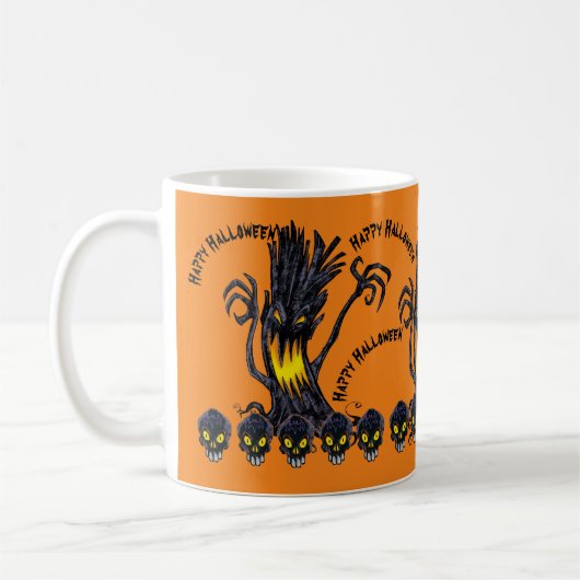 Anpassbarer Halloween-Baumstamm Kaffeetasse (Links)