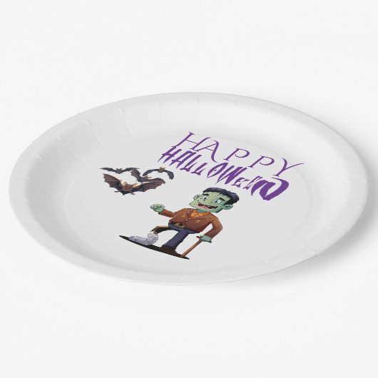 Anpassbarer Halloween-Spaß Pappteller (Schrägansicht)
