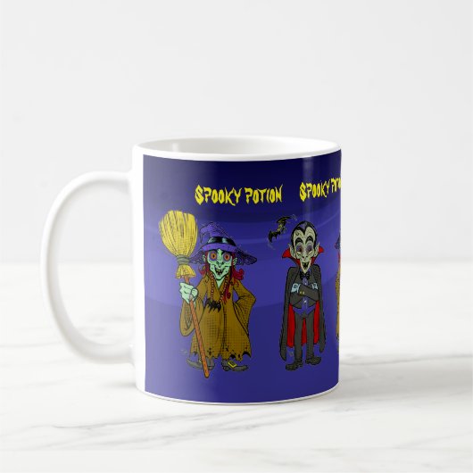 Anpassbarer Halloweentränke Hexenassistent Cartoon Kaffeetasse (Links)