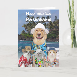 Anpassbarer Hawaiianischer Gelbe Labrador Vatertag Karte