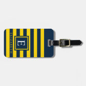 Anpassbarer hellgelber dunkelblauer Farbblock Gepäckanhänger (Vorderseite horizontal)