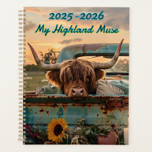 Anpassbarer Highland Rustic Highland Cow Kalender Planer