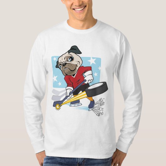 Anpassbarer Hockey-Mops T-Shirt (Vorderseite)