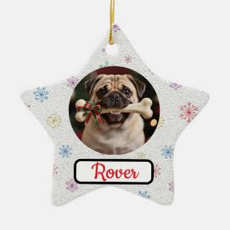 Anpassbarer Hund und Knochen Pet Star Weihnachten Keramik Ornament