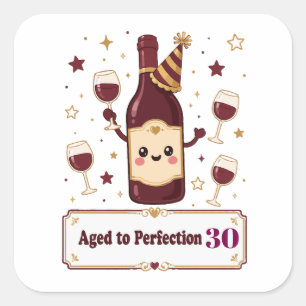 Anpassbarer Im Alter Perfekt Süßer Wein Geburtstag Quadratischer Aufkleber
