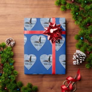 Anpassbarer John Coe Orca Killerwal Navy Blau Geschenkpapier