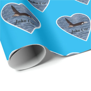 Anpassbarer John Coe Orca Schwertwal Blau Geschenkpapier