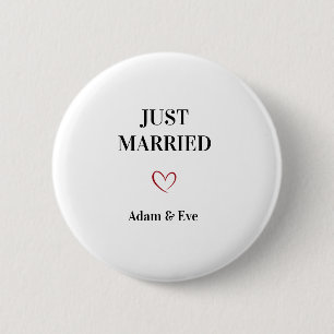 Anpassbarer Just Married Hochzeitsbutton Button