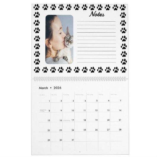 Anpassbarer Kalender mit Schwarzweißdruckmuster (Mär 2026)