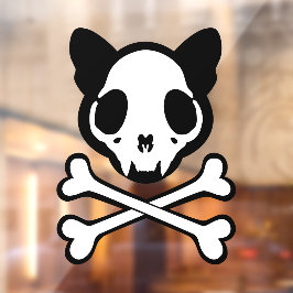 Anpassbarer Katzenschädel und Totenkopf Fensteraufkleber