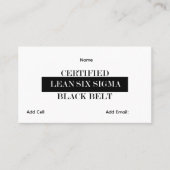 Anpassbarer Lean Six Sigma Black Belt Visitenkarte (Vorderseite)