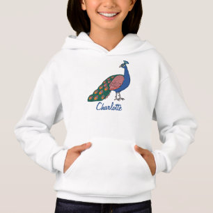Anpassbarer Lebendiger Bescheidener Pfau Hoodie