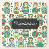 Anpassbarer Matreshka Square Paper Untersetzer (Vorderseite)