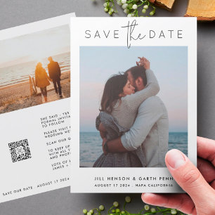 Anpassbarer, moderner QR-Code für Multi-Foto Save The Date