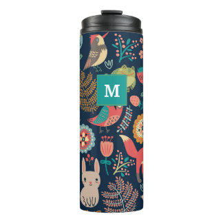 Anpassbarer Monogramm-Waldstil-Thermal-Tumbler Thermosbecher