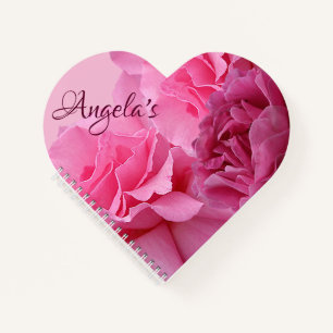 Anpassbarer Name Angela Digital rosa Rosenblüten Notizblock
