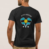 Anpassbarer Name Blue Pickleball T-Shirt (Rückseite)