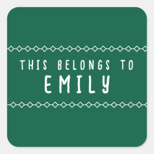 Anpassbarer Name Dies gehört zu Stickern Quadratischer Aufkleber