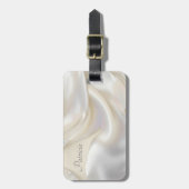 Anpassbarer Name Elegante Mutter Perltextur Gepäckanhänger (Vorderseite vertikal)