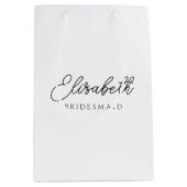 Anpassbarer Name für Bridesmaid-Kalligrafie Mittlere Geschenktüte (Vorderseite)