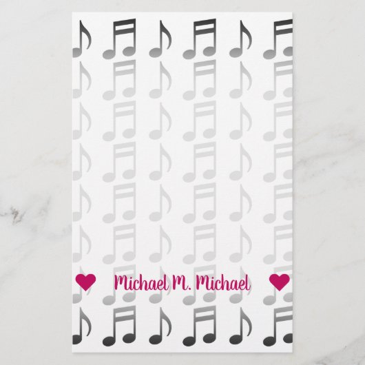 Anpassbarer Name; Gitter der Musical Notes Briefpapier (Vorderseite)