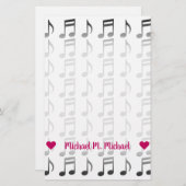 Anpassbarer Name; Gitter der Musical Notes Briefpapier (Vorne/Hinten)