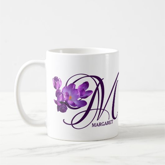 Anpassbarer Name Margaret lila Blumengürtel Kaffeetasse (Links)