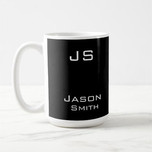 Anpassbarer Name, minimalistische Initialen Kaffeetasse (Links)
