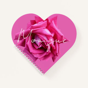 Anpassbarer Name Monique floral hübsche rosa Rose  Notizblock