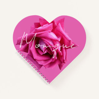 Anpassbarer Name Monique floral hübsche rosa Rose Notizblock