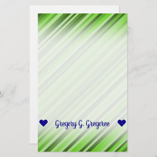 Anpassbarer Name; Muster für grüne Linien/Streifen Briefpapier (Vorne/Hinten)