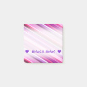 Anpassbarer Name rosa, Lila Streifenmuster Post-it Klebezettel (Vorderseite)