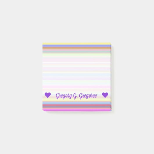 Anpassbarer Name Streifen verschiedener Farbnotize Post-it Klebezettel (Vorderseite)